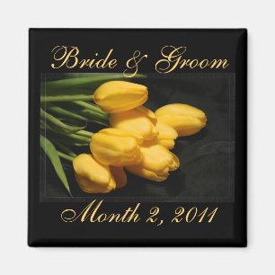 Elegant Yellow Tulip Save the Date Wedding Magnet