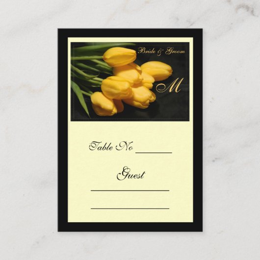Elegant Yellow Tulip Wedding Table Platzkarte (Vorderseite)