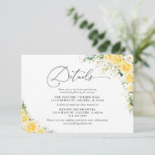 Elegant Yellow Wedding Details Card Begleitkarte (Stehend Vorderseite)
