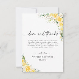 Elegant Yellow Wedding Folded Thank You Card Dankeskarte