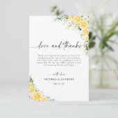 Elegant Yellow Wedding Folded Thank You Card Dankeskarte (Stehend Vorderseite)