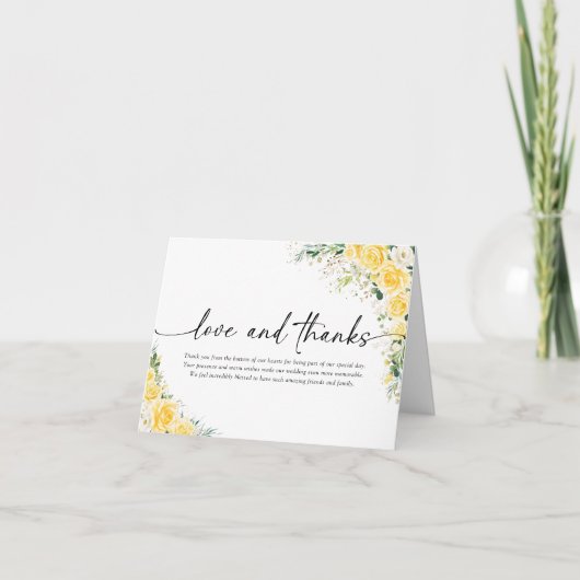 Elegant Yellow Wedding Folded Thank You Card Dankeskarte (Vorderseite)