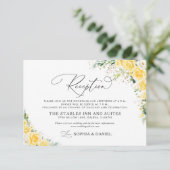 Elegant Yellow Wedding Reception Card Begleitkarte (Stehend Vorderseite)