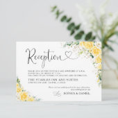 Elegant Yellow Wedding Reception Card Begleitkarte (Stehend Vorderseite)