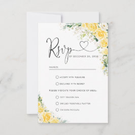 Elegant Yellow Wedding RSVP Card Karte