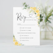 Elegant Yellow Wedding RSVP Card Karte (Stehend Vorderseite)