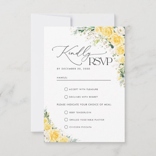 Elegant Yellow Wedding RSVP Card Karte (Vorderseite)