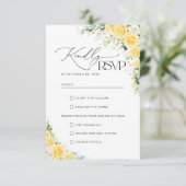Elegant Yellow Wedding RSVP Card Karte (Stehend Vorderseite)