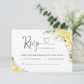 Elegant Yellow Wedding RSVP Card Karte (Stehend Vorderseite)
