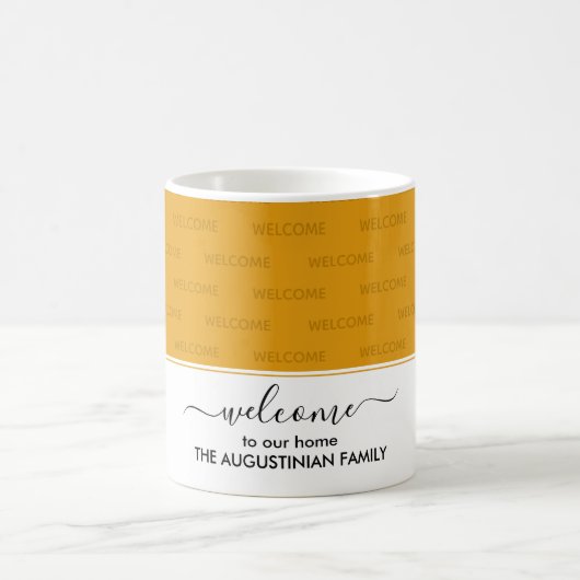 Elegant Yellow WELCOME FÜR UNSEREN ZUHAUSE Gast Kaffeetasse (Mittel)