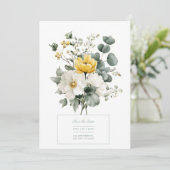 Elegant Yellow White Floral Eucalyptus Watercolor Einladung (Stehend Vorderseite)
