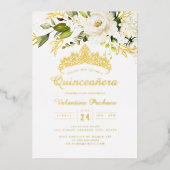 Elegant Yellow White Quinceanera Folieneinladung (Vorderseite)