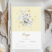 Elegant Yellow White Rose Wedding RSVP Card Begleitkarte