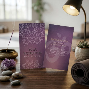 Elegant Yoga Floral Mandala Om Symbol Lila Grung Visitenkarte