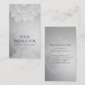 Elegant Yoga Floral Mandala Om Symbol Silver Foil Visitenkarte (Vorne/Hinten)