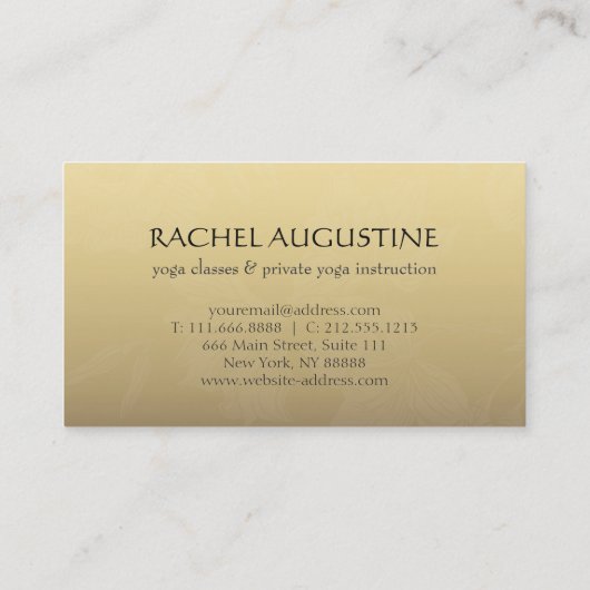 Elegant YOGA Instructor Black Gold Floral Mandala Visitenkarte (Rückseite)