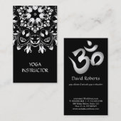 Elegant Yoga Instructor BlackWhite Floral Mandala Visitenkarte (Vorne/Hinten)