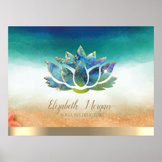 Elegant Yoga Instructor Blue Lotus Poster (Vorne)