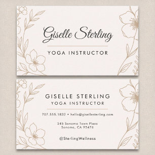 Elegant Yoga Instructor Botanischer Blush Black Visitenkarte