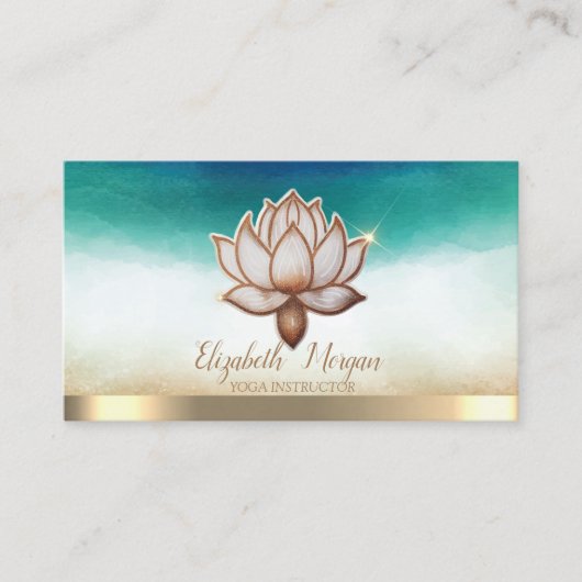 Elegant Yoga Instructor Brown Lotus Visitenkarte (Vorderseite)