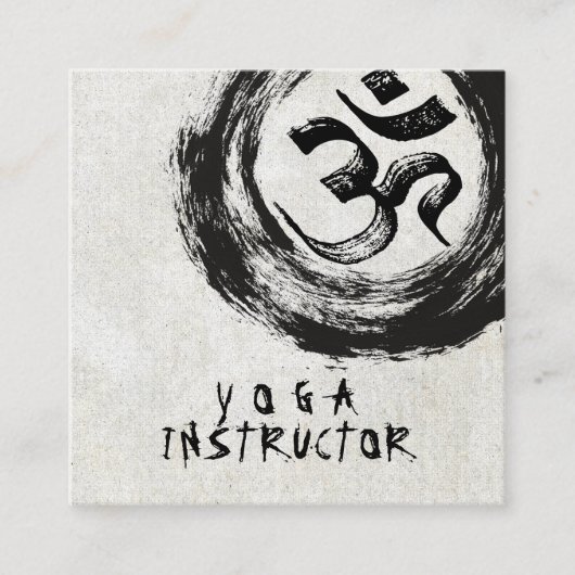 Elegant YOGA Instructor Calligraphy ZEN OM Symbol Quadratische Visitenkarte (Vorderseite)