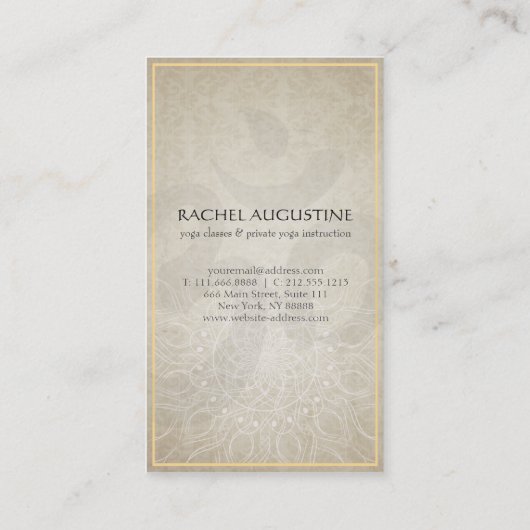 Elegant YOGA Instructor Floral Mandala & OM Symbol Visitenkarte (Rückseite)