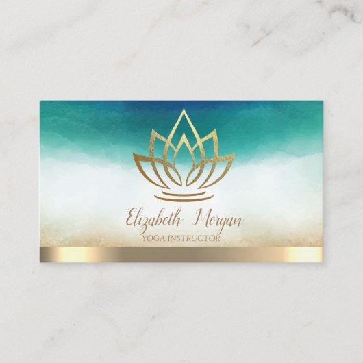 Elegant Yoga Instructor Gold Lotus Visitenkarte (Vorderseite)