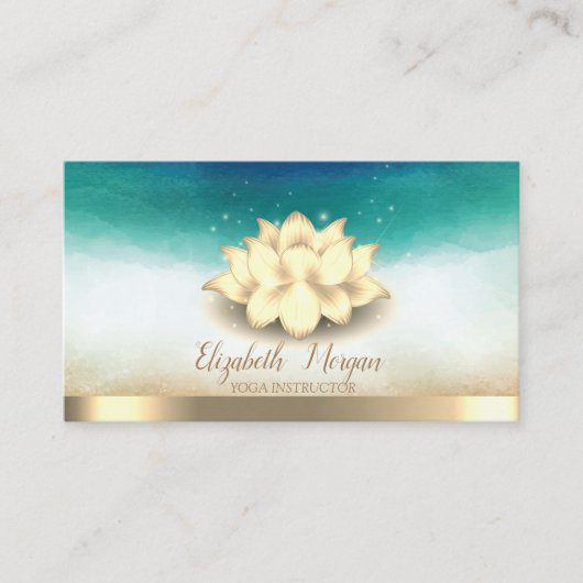 Elegant Yoga Instructor Gold Lotus Wasser Visitenkarte (Vorderseite)