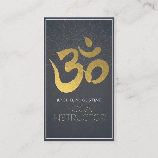 Elegant Yoga Instructor Gold Om Symbol und Mandala Visitenkarte (Vorderseite)