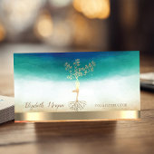 Elegant Yoga Instructor Gold Tree Silhouette Visitenkarte