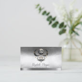 Elegant Yoga Instructor Lotus Moon Silver Visitenkarte (Stehend Vorderseite)