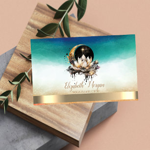 Elegant Yoga Instructor Lotus Moon Sun Visitenkarte