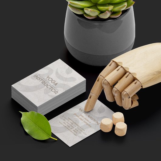 Elegant Yoga Instructor Om Symbol White Floral Visitenkarte