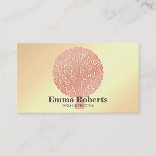 Elegant Yoga Instructor Rose Gold Tree Business Ca Visitenkarte (Vorderseite)