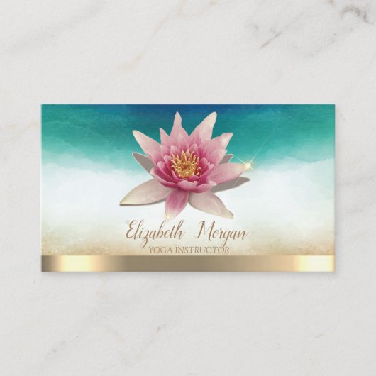 Elegant Yoga Instructor Watercolor Lotus Visitenkarte (Vorderseite)
