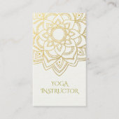 Elegant YOGA Instructor White Gold Floral Mandala Visitenkarte (Vorderseite)