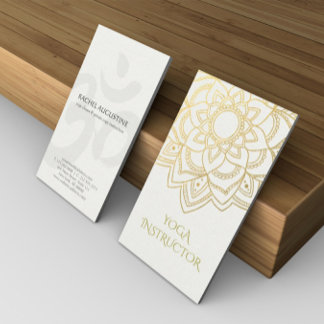 Elegant YOGA Instructor White Gold Floral Mandala Visitenkarte