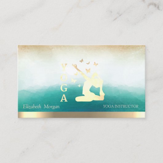 Elegant Yoga Instructor Women Silhouette Visitenkarte (Vorderseite)