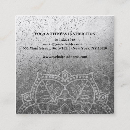 Elegant Yoga Quadratische Visitenkarte (Rückseite)