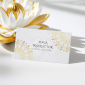 Elegant Yoga White Gold Floral Om Symbol Mandala Visitenkarte