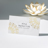 Elegant Yoga White Gold Floral Om Symbol Mandala Visitenkarte