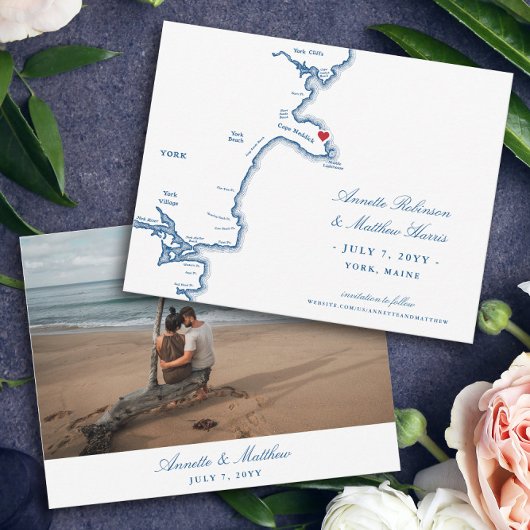 Elegant York Maine Hochzeit in Urlaubsort Save The Date