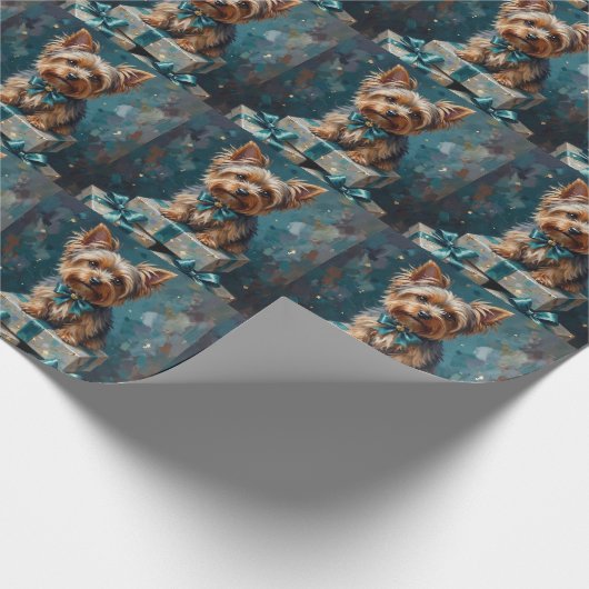 Elegant Yorkshire Terrier Dog Holiday Gift Stack Geschenkpapier (Ecke)