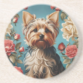 Elegant Yorkshire Terrier Rose Garden Getränkeuntersetzer