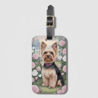 Elegant Yorkshire Terrier Rose Garden Malerei Gepäckanhänger