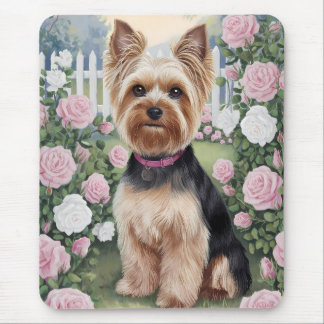 Elegant Yorkshire Terrier Rose Garden Malerei Mousepad