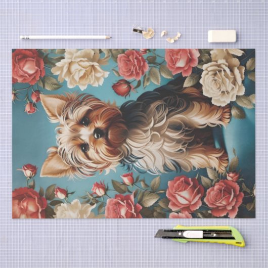 Elegant Yorkshire Terrier Rose Garden Seidenpapier (Handwerk)