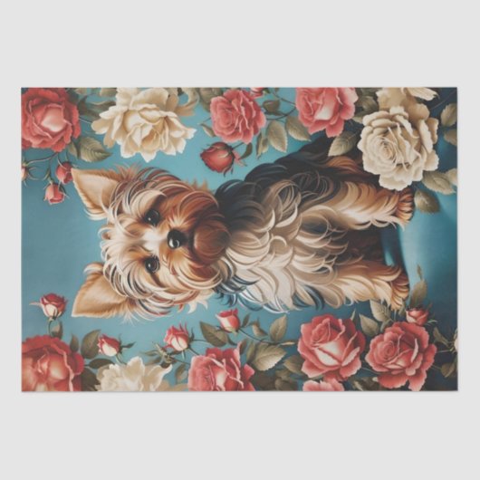 Elegant Yorkshire Terrier Rose Garden Seidenpapier (Vorderseite)