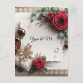 Elegant “You & Me” Gold Cursive Flat Greeting Card Postkarte (Vorderseite)
