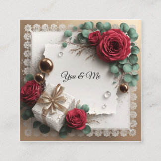 Elegant “You & Me” Gold Cursive Flat Greeting Card Quadratische Visitenkarte